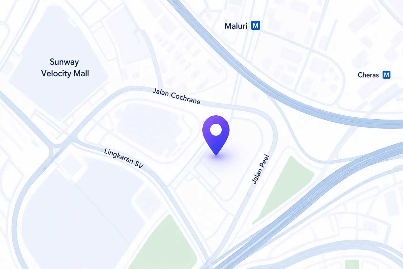 Map showing Ampcell near Sunway Velocity in Kuala Lumpur