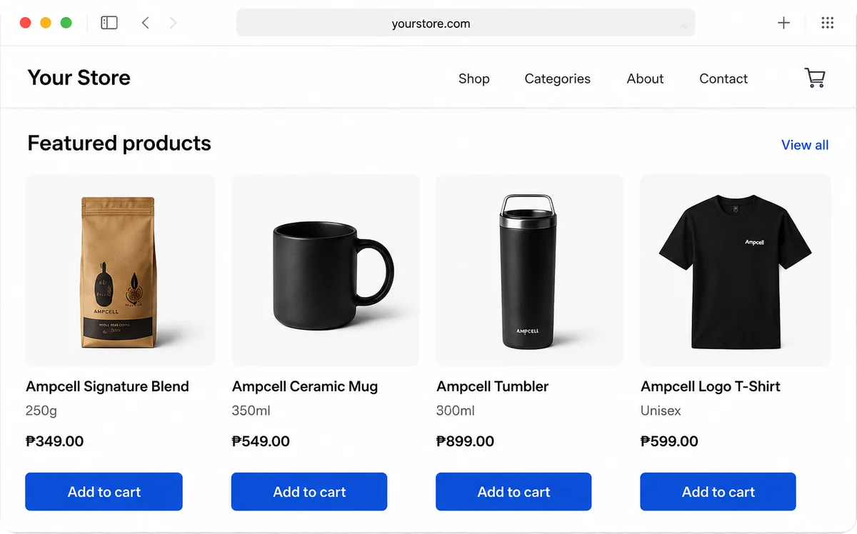 Online webstore product catalogue