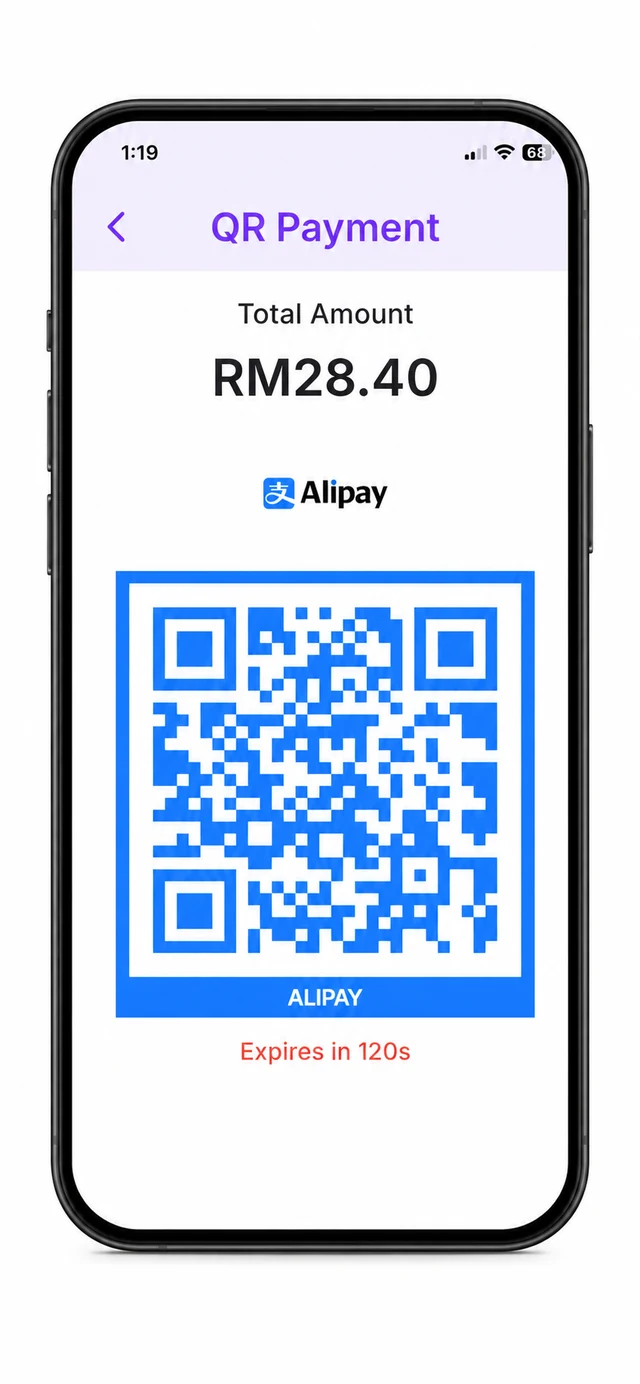 POTG Alipay QR payment screen